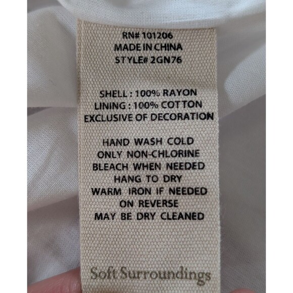 Soft Surroundings Dress Women's XL Daisha Gauze White Embroidery Boho Preppy - Picture 8 of 11